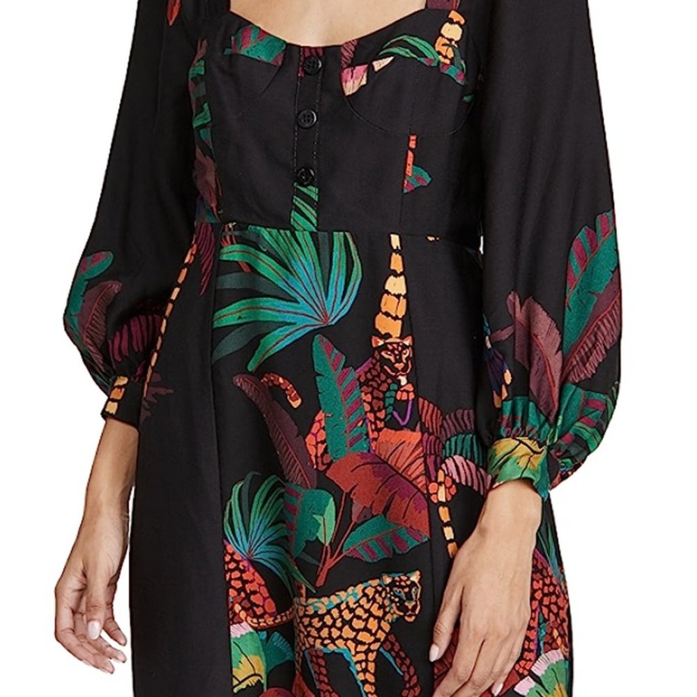 FARM Rio Black Jungle Print Mini Dress